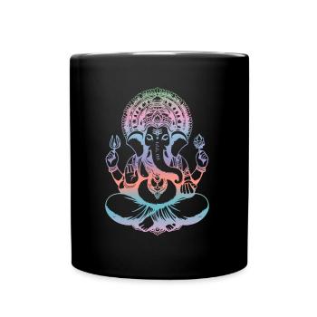 Ganesh Hindu God Ganesha Elephant Spiritual - Full Colour Mug - black - Front
