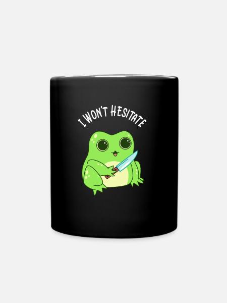 Verrückter Kawaii Frosch Mit Messer - Tasse einfarbig - Schwarz
