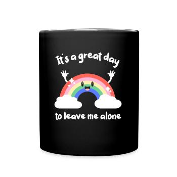 Kawaii Rainbow Sarcasm Antisocial Humor - Full Colour Mug - black - Front