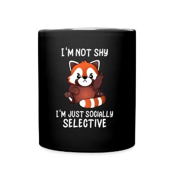 Mignon panda roux Social Selective Ironie - Mug uni - noir - Devant