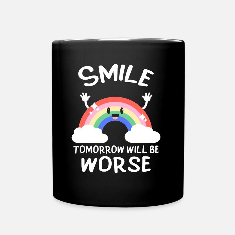 Souriez, demain sera mauvais humour noir - Mug uni - noir
