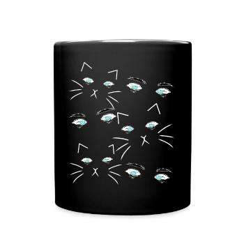 Fantasy Katzenaugen Gesicht Katzenhalter Katzen - Tasse einfarbig - Schwarz - Vorne
