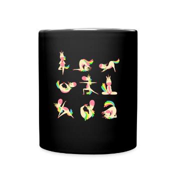 Unicorn Yoga Poses Meditation Humor - Full Colour Mug - black - Front