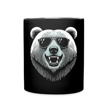 Cool bear head with sunglasses - Full Colour Mug - black - Front