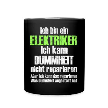 Elektriker - Tasse einfarbig - Schwarz - Vorne