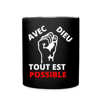 Fist of protest inspiring message of solidarity - Full Colour Mug - black - Front