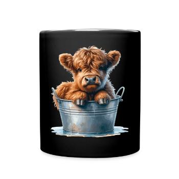 Highland Calf Cuteness - Baby Hochlandrind - Tasse einfarbig - Schwarz - Vorne