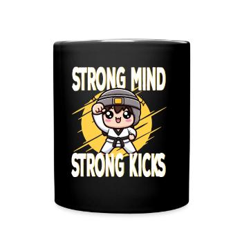 Strong mind strong kicks Taekwondo Master Drills - Full Colour Mug - black - Front