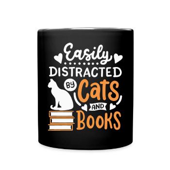Katzen und Buchliebhaber - Tasse einfarbig - Schwarz - Vorne
