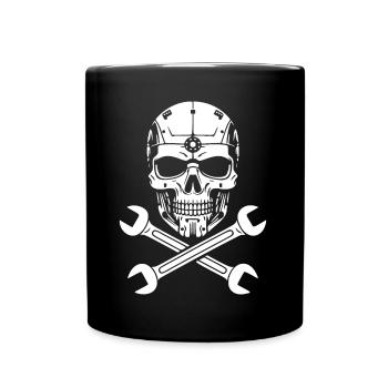 skull, skull, pirate, mechanic, mechanic - Full Colour Mug - black - Front