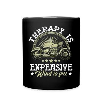 La thérapie coûte cher le vent est gratuit motard fan de vélo - Mug uni - noir - Devant