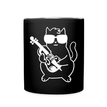 Geiger Geige Katze - Tasse einfarbig - Schwarz - Vorne