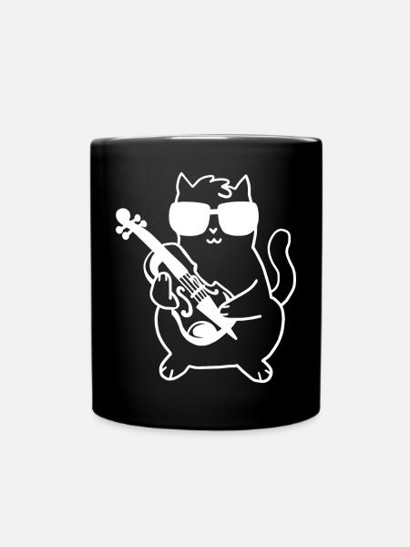Geiger Geige Katze - Tasse einfarbig - Schwarz