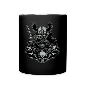 Wikinger mit Schwert - Tasse einfarbig - Schwarz - Vorne