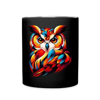 Eule - Tasse einfarbig - Schwarz - Vorne