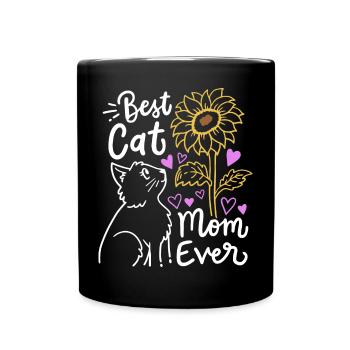 Katzenmama Muttertag - Tasse einfarbig - Schwarz - Vorne
