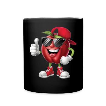 Apfel - Tasse einfarbig - Schwarz - Vorne
