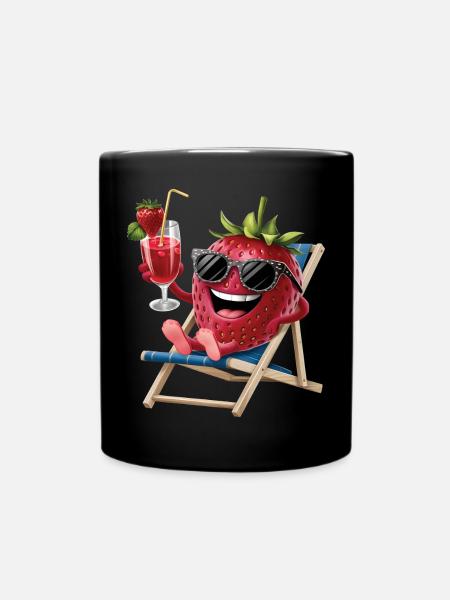 Strawberry - Tasse einfarbig - Schwarz