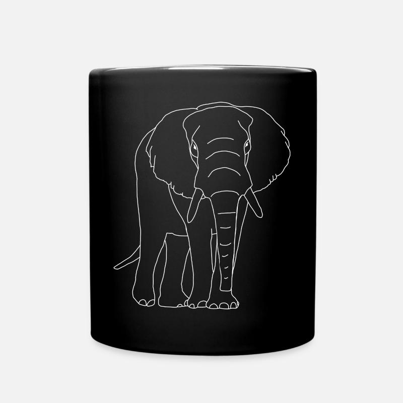 Elefant lineart - Tasse einfarbig - Schwarz