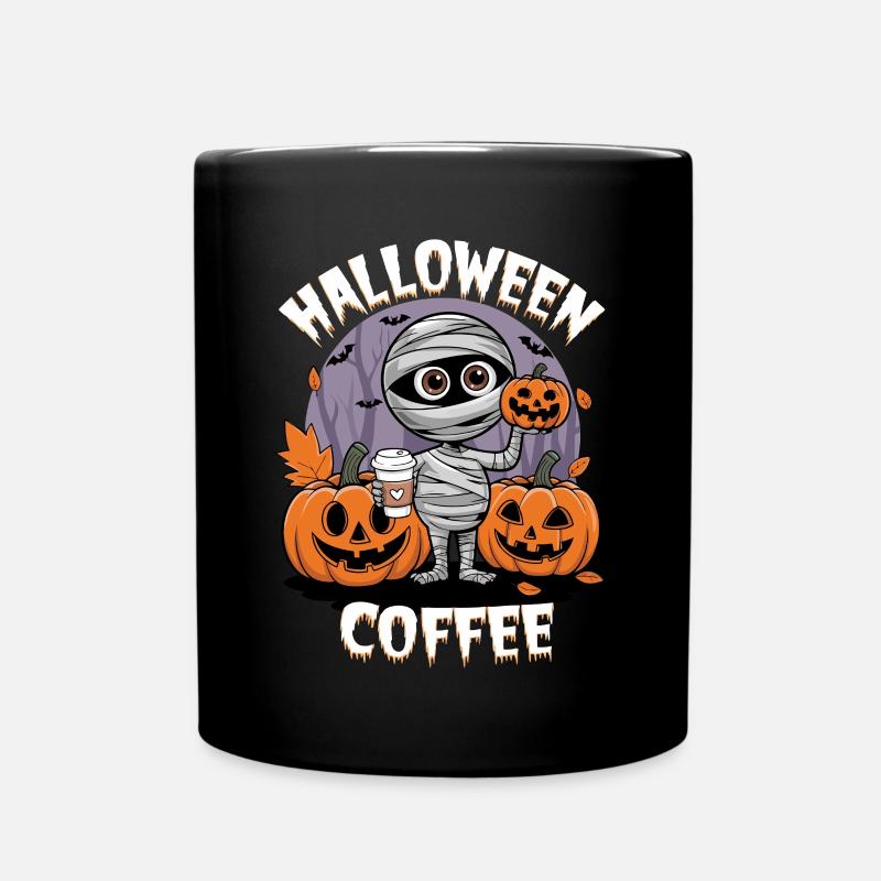 How to Halloween with Mummy and Pumpkins - Full Colour Mug - black