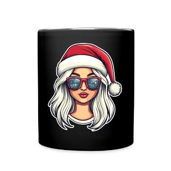 Winterglam Santa Sonnenbrille Kunst - Tasse einfarbig - Schwarz - Vorne