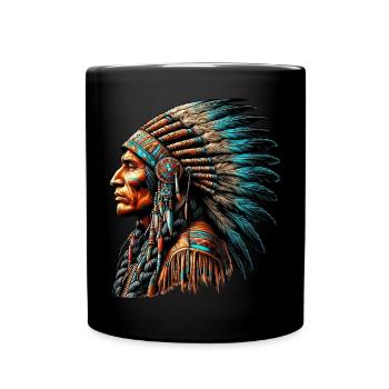 Amerikanisch, Indianer, Amerikaner - Tasse einfarbig - Schwarz - Vorne