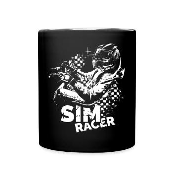 sim racer gamer racing car racer icon logo - Full Colour Mug - black - Front