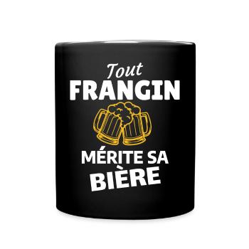 Humorvolles Design, Bier und Freundschaft - Tasse einfarbig - Schwarz - Vorne