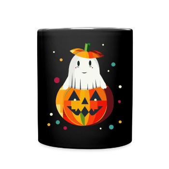 Halloween Pumpkin & Ghost for Happy Halloween - Full Colour Mug - black - Front