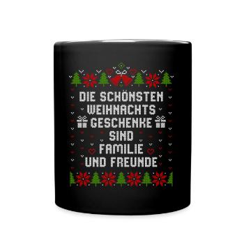 Die schönsten Weihnachtsgeschenke Familie Freunde - Tasse einfarbig - Schwarz - Vorne