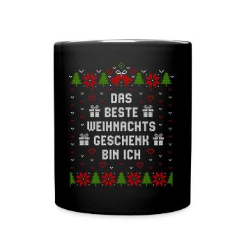 Das beste Weihnachtsgeschenk bin ich - Tasse einfarbig - Schwarz - Vorne
