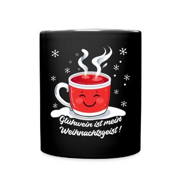 Glühwein: Weihnachtsgeist in der Tasse - Tasse einfarbig - Schwarz - Vorne