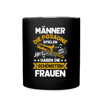 Posaune Männer Posaunist Blasmusik Posaunenspieler - Tasse einfarbig - Schwarz - Vorne
