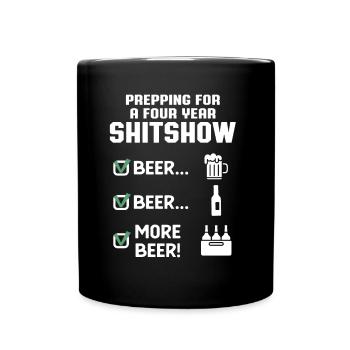 Bier Prepping Für Die Shotshow Politik Ironie USA - Tasse einfarbig - Schwarz - Vorne
