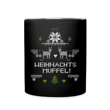 Weihnachtsmuffel, Ugly Christmas - Tasse einfarbig - Schwarz - Vorne