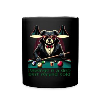 Billiard playing vampire dog, revenge is sweet - Full Colour Mug - black - Front