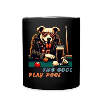 Billiard playing vampire dog - the cool play pool - Full Colour Mug - black - Front