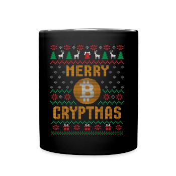 Ugly christmas Merry Cryptmas Bitcoin Weihnachten - Full Colour Mug - black - Front