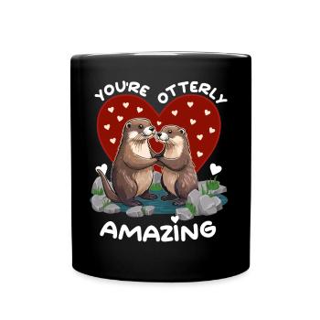 Otter Love You're Otterly Amazing – Valentine's Day - Full Colour Mug - black - Front
