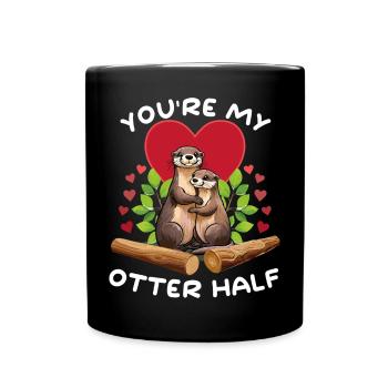 Otter Hug Heart - Tu es ma moitié loutre - Mug uni - noir - Devant