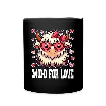 Moo-d for Love - Douce vache de la Saint-Valentin - Mug uni - noir - Devant