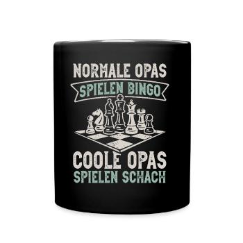 Schach Opa Schachspieler Schachbrett - Tasse einfarbig - Schwarz - Vorne