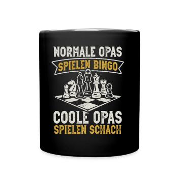 Schach Opa Schachspieler Schachbrett - Tasse einfarbig - Schwarz - Vorne