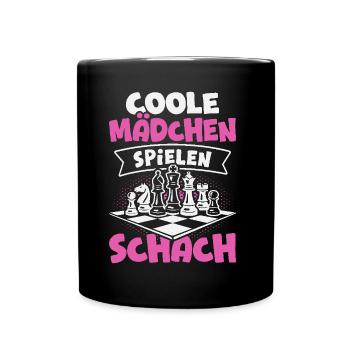 Schachspieler Coole Mädchen spielen Schach - Tasse einfarbig - Schwarz - Vorne