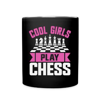 Schachspieler Coole Mädchen spielen Schach - Tasse einfarbig - Schwarz - Vorne
