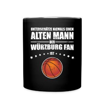 Alter Mann - Würzburg Basketball Fan - Tasse einfarbig - Schwarz - Vorne