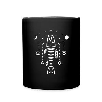 Fishing - Design Fish in Boho Style B/W - Full Colour Mug - black - Front