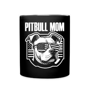 Pitbull Mom Patriotic Lustiges 4th of July - Tasse einfarbig - Schwarz - Vorne