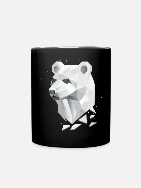 Geometrischer Bärenkopf – Stärke und Ruhe - Tasse einfarbig - Schwarz