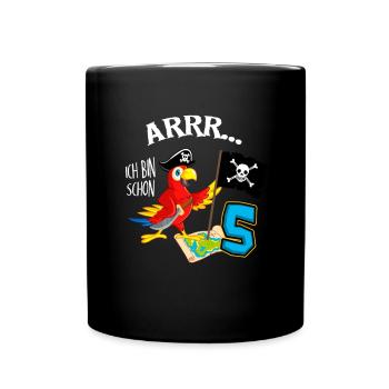 Children's Pirate Children's Birthday 5th Birthday - Full Colour Mug - black - Front